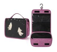Beauty case da viaggio con fantasmi che giocano a baseball, organizer da appendere per trucchi con gancio per shampoo