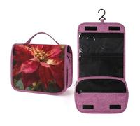 Beauty case da viaggio con fiore di stella di Natale, da donna, organizer da appendere con gancio per shampoo