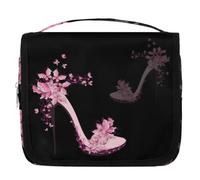 Beauty case da viaggio con fiore e farfalla e tacco alto, per donne, uomini, bambini, ragazzi e ragazze, borsa da bagno da appendere per articoli da toeletta cosmetici organizer per trucchi, Colore,