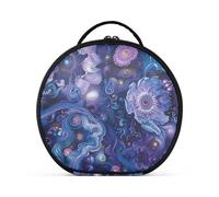 Beauty case da viaggio con fiori astratti blu viola da sogno verticale autoportante leggero da appendere borsa da viaggio con divisori regolabili 27,9 cm