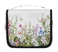 Beauty case da viaggio con fiori di campo e erbe per donne, uomini, bambini, ragazzi e ragazze, borsa da bagno da appendere per articoli da toeletta cosmetici organizer per trucchi, Colore, L,
