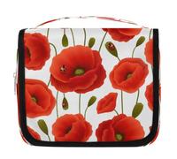 Beauty case da viaggio con fiori di papavero e fiori da appendere, organizer per cosmetici, accessori per il trucco, impermeabile, borsa da doccia per donne, ragazze, bambini, regalo, Multicolore,