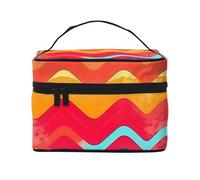 Beauty case da viaggio con fiori rossi in fiore per donne, borsa per cosmetici resistente all'acqua, borsa pieghevole per articoli da toeletta regalo per insegnanti, Stile Pop Art, Taglia unica