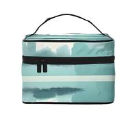 Beauty case da viaggio con foglie cadenti su un lago tranquillo, borsa da viaggio per articoli da toeletta per uomini e donne, adatta per articoli da toeletta, Nero , Taglia unica