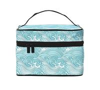Beauty case da viaggio con frutta fresca, da donna, resistente all'acqua, borsa da toilette pieghevole, idea regalo per insegnanti, Onde giapponesi, Taglia unica