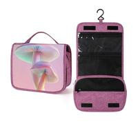 Beauty case da viaggio con funghi della pace, color arcobaleno pastello iridescente, da donna, organizer da appendere con gancio per shampoo