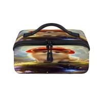 Beauty case da viaggio con funghi magici e cani della foresta portatile, impermeabile, aperto e piatto, per articoli da toeletta e cosmetici, organizer da viaggio per donne e uomini