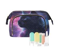 Beauty case da viaggio con gatto nero acquerello nel cielo borse cosmetiche di grande capacità per le donne, Multicolore, Taglia unica, casual