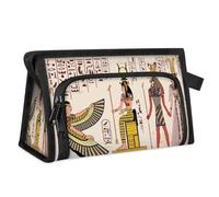 Beauty case da viaggio con geroglifici egiziani e divinità, per donne, uomini, bambini, ragazze, ragazzi, multiuso, per articoli da toeletta e articoli da toeletta, Colore, L, Organizer per borse