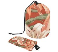 Beauty case da viaggio con gigli e fiori artistici e salmoni, borsa per trucchi da donna, borsa da viaggio pieghevole con coulisse, borsa da toeletta portatile, Arte Floreale Gigli Salmone,