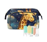 Beauty case da viaggio con giraffa tra le nuvole con stelle stellate di grande capacità borse cosmetiche per le donne, Multicolore, Taglia unica, casual