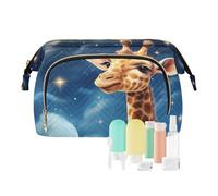 Beauty case da viaggio con giraffa tra le nuvole di grande capacità borse cosmetiche per le donne, Multicolore, Taglia unica, casual