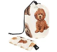 Beauty case da viaggio con grazioso barboncino da donna, borsa da viaggio pieghevole con coulisse, borsa per cosmetici da viaggio portatile, Carino Little Poodle Dogs,