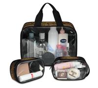 Beauty case da viaggio con gufo mandala esoterico per donne e uomini, etnico gufo traslucido, 3 pezzi, grande astuccio per doccia, articoli da toeletta cosmetici organizer, Colore, L, Astuccio per