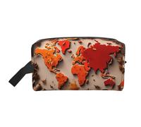 Beauty case da viaggio con mappa del mondo composta da spezie, trousse per cosmetici per uomini e donne, organizer portatile per uso quotidiano, bianco, taglia unica, bianco, Taglia unica