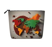 Beauty case da viaggio con mappa del mondo fatta di spezie, versatile, perfetta per l'uso quotidiano e viaggi di lavoro, Nero , Taglia unica, Beauty case