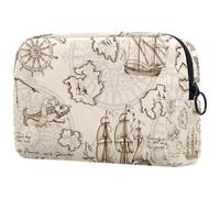Beauty case da viaggio con mappe geografiche del mare, borsa da viaggio per articoli da toeletta grandi, pratica borsa organizer con cerniera, Multi, 18.5x7.5x13cm/7.3x3x5.1in, Beauty case