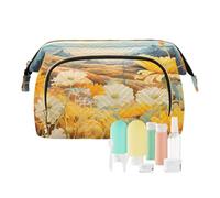 Beauty case da viaggio con margherite bianche e gialle borse cosmetiche di grande capacità per le donne, Multicolore, Taglia unica, casual