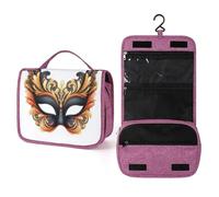 Beauty case da viaggio con maschera da strega in stile cartone animato, organizer da appendere con gancio per shampoo