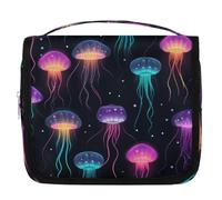 Beauty case da viaggio con meduse fantasy, borsa da viaggio per cosmetici, accessori per il trucco, organizer impermeabile, borsa da doccia, borsa di bellezza per donne, ragazze, bambini, oceano,