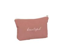 Beauty case da viaggio con messaggi positivi, 22 x 15 x 1 cm, terracotta, grigio, senape, Beautiful, Classico