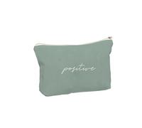 Beauty case da viaggio con messaggi positivi, 22 x 15 x 1 cm, terracotta, grigio, senape, Positivo, Classico