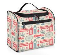 Beauty case da viaggio con motivo Londo per donne, uomini, ragazze e ragazzi, UK Londo 11,2 l, borsa da toilette da appendere per articoli da toeletta e cosmetici, borsa da doccia, Colore, 11.2L,