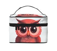 Beauty case da viaggio con paesaggio floreale di montagna per donne, borsa cosmetica impermeabile pieghevole borsa da toilette regalo per insegnanti, Simpatico gufo rosso, Taglia unica