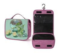 Beauty case da viaggio con palla da discoteca con bevande, organizer per trucchi da appendere con gancio per shampoo