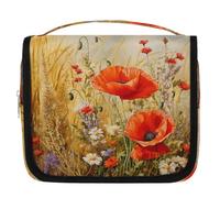 Beauty case da viaggio con papavero retrò, da appendere, per cosmetici, accessori per il trucco, organizer impermeabile, borsa da doccia per donne, ragazze, bambini, regalo artistico con papaveri,
