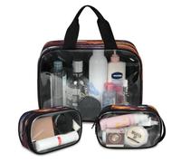Beauty case da viaggio con pianeta galassia, universo, per donne e uomini, borse per cosmetici traslucide, 3 pezzi, grande, per doccia, articoli da toeletta e articoli da toeletta, Colore, L, Astuccio