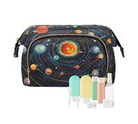 Beauty case da viaggio con pianeti nel cielo stellato di grande capacità borse cosmetiche per le donne, Multicolore, Taglia unica, casual