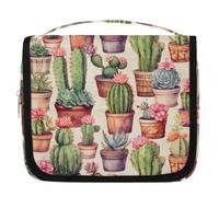 Beauty case da viaggio con piante grasse, cactus, per donne, uomini, bambini, ragazzi e ragazze, borsa da bagno da appendere per articoli da toeletta cosmetici, organizer per trucchi, Colore, L,