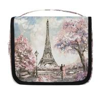 Beauty case da viaggio con pittura a olio con paesaggio di Parigi per donne, uomini, bambini, ragazzi e ragazze, borsa da bagno da appendere per articoli da toeletta cosmetici organizer per trucco,