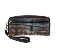 Beauty case da viaggio con ponte di Manhattan di New York, borsa per cosmetici da donna, custodia organizer per trucchi da viaggio, Nero , Taglia unica, Astuccio per trucchi