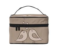 Beauty case da viaggio con porcellini d'India, da donna, impermeabile, pieghevole, idea regalo per insegnanti, Love Birdie Stripe, Taglia unica, Beauty Case