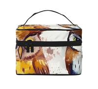 Beauty case da viaggio con rosa rossa, da donna, resistente all'acqua, borsa da toeletta pieghevole, idea regalo per insegnanti, Gufi uccellini, Taglia unica