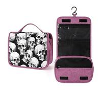 Beauty case da viaggio con scheletro di Halloween, con teschio e fantasmi, organizer per cosmetici e trucchi, per donne e uomini, portabilità, multi-scomparto