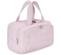 Beauty case da viaggio con scomparti bagnati e asciutti, organizer per pennelli da trucco, grande 29,9 x 18,5 x 21,1 cm, rosa, Da viaggio