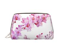 Beauty case da viaggio con scomparti, con fiori rosa e farfalle, borsa da toilette portatile da donna, Oro, One Size