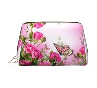Beauty case da viaggio con scomparti e farfalle, con fiori che si baciano, borsa da toeletta portatile da donna, Oro, One Size