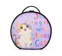 Beauty case da viaggio con scomparti e manico con cerniera e scomparti regolabili, con scritta "Just A Girl Who Loves Cats", 27,9 cm