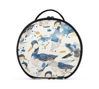 Beauty case da viaggio con scomparti e maniglia, grande borsa da viaggio con divisori regolabili, motivo anatra selvatica ad acquerello, color crema e bianco, con divisori regolabili, 27,9 cm