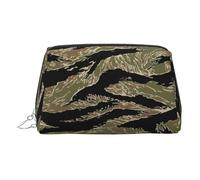 Beauty case da viaggio con scomparti, motivo mimetico, con motivo tigrato, da donna, Argento, One Size