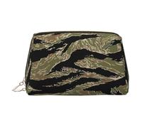 Beauty case da viaggio con scomparti, motivo mimetico, con motivo tigrato, da donna, Oro, One Size