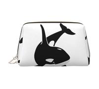Beauty case da viaggio con scompartimenti e delfini, da donna, Oro, One Size