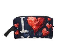 Beauty case da viaggio con scritta "I Love You" con stampa a cuori, per uomo e donna, per viaggi, palestra, uso quotidiano