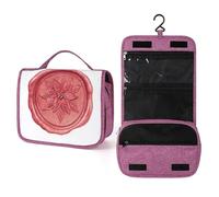 Beauty case da viaggio con sigillo di cera natalizia ad acquerello con stella di Natale in rilievo, organizer da appendere con gancio per shampoo