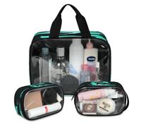 Beauty case da viaggio con silhouette di sirena, per donne e uomini, graziose borse per cosmetici traslucide, 3 pezzi, grande, per doccia, articoli da toeletta e articoli da toeletta, Colore, L,
