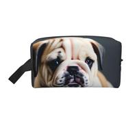 Beauty case da viaggio con simpatico cucciolo di bulldog con stampa di un cucciolo di bulldog, borsa da toilette per uomini e donne, per viaggi, palestra, uso quotidiano